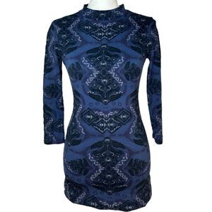 Free People Cute N Cozy High Neck Cut-Out Back Bodycon Mini Dress Size XS